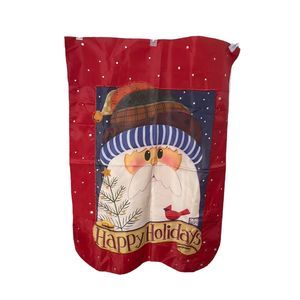 VTG 2002 Nylon Evergreen Enterprises Red Yard House Christmas Santa‎ Flag Banner